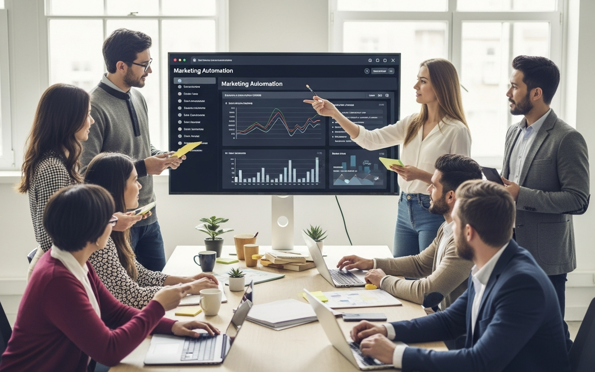 Büroszene mit Fokus auf Marketing-Automatisierung