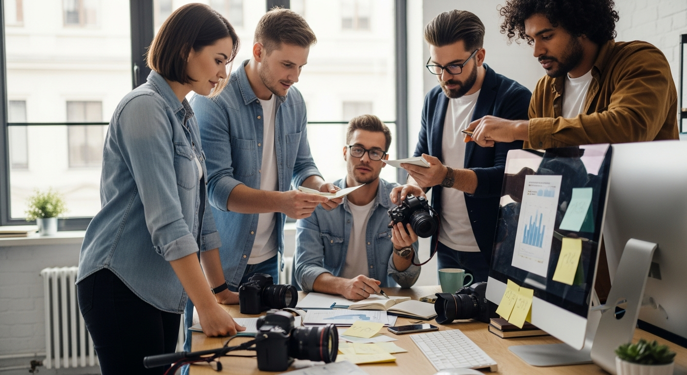 B2B Marketing Team arbeitet an visueller Content Strategie