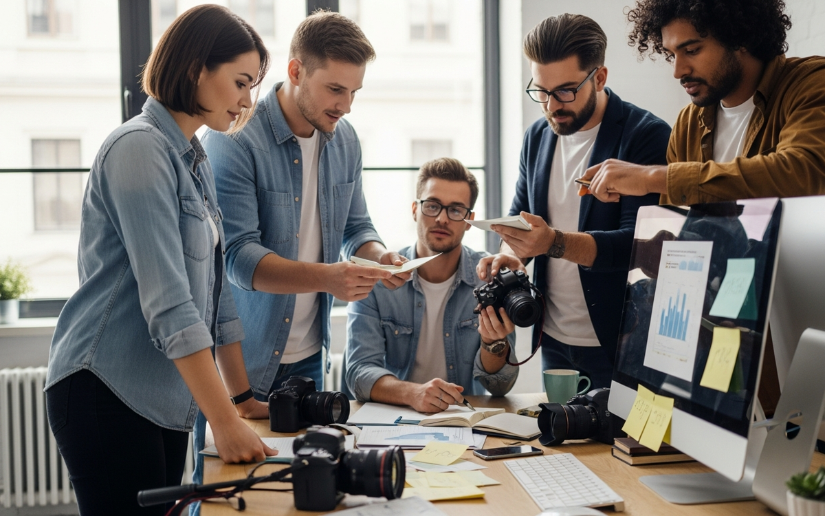 B2B Marketing Team arbeitet an visueller Content Strategie