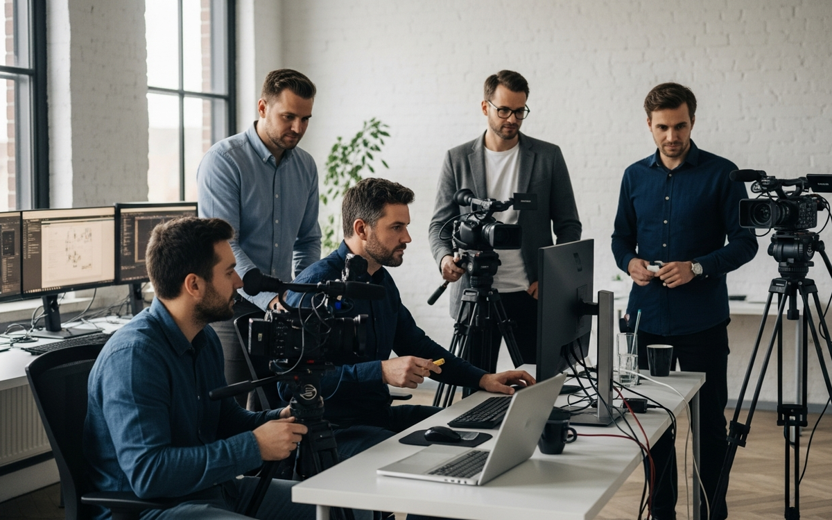 B2B-Team arbeitet an Videoprojekt
