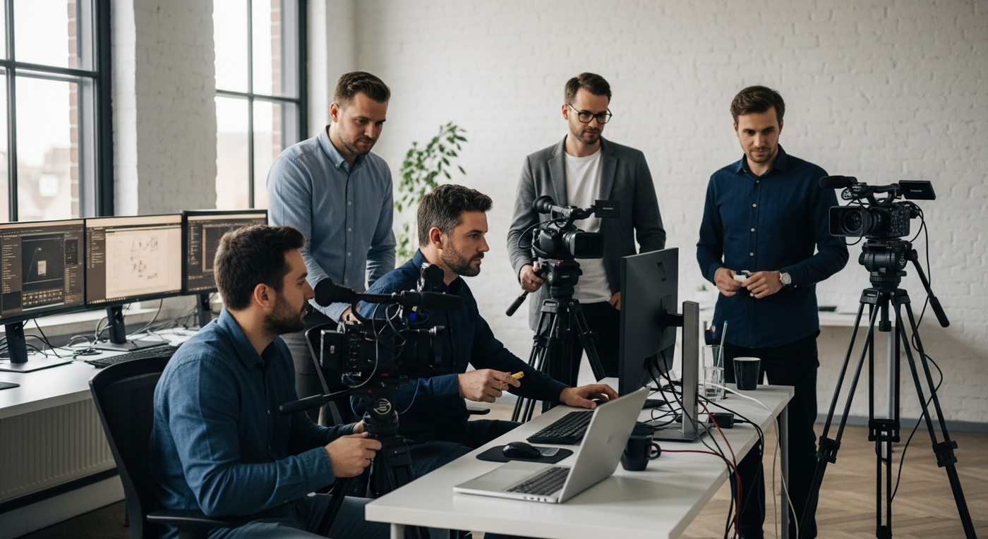 B2B-Team arbeitet an Videoprojekt
