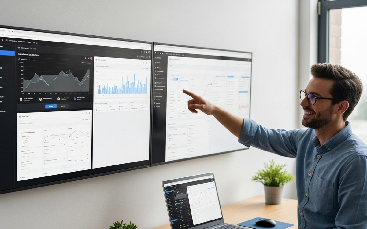 Büro mit Marketing-Automatisierungs-Dashboards