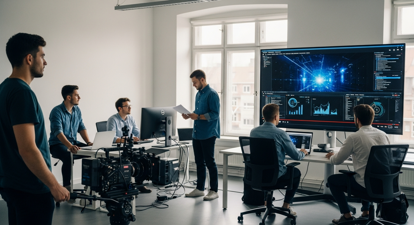 Team arbeitet an B2B Video Marketing Strategie