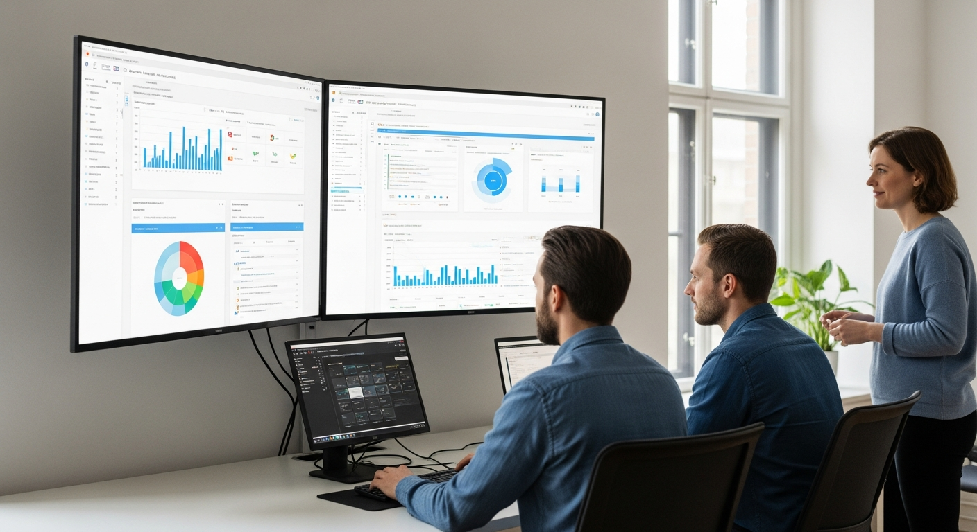 B2B-Team arbeitet an Automatisierungs-Dashboard