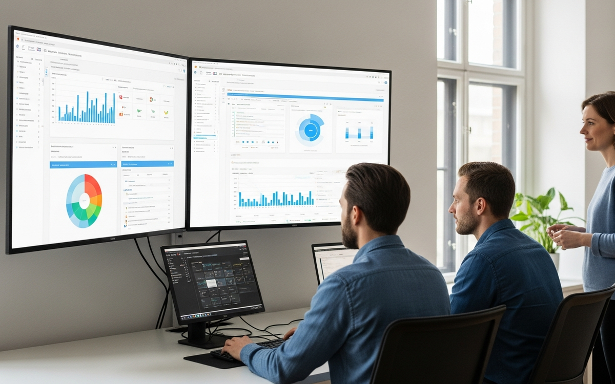 B2B-Team arbeitet an Automatisierungs-Dashboard