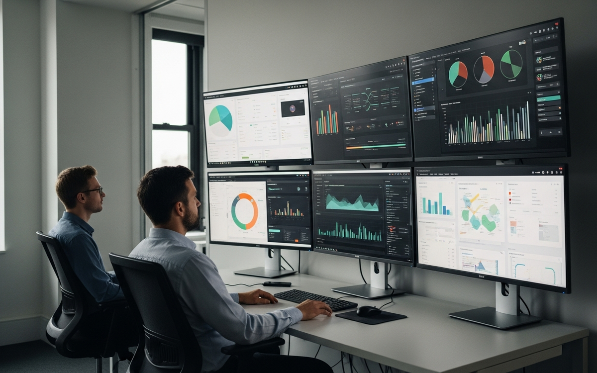 Büro mit Automatisierungs-Dashboards