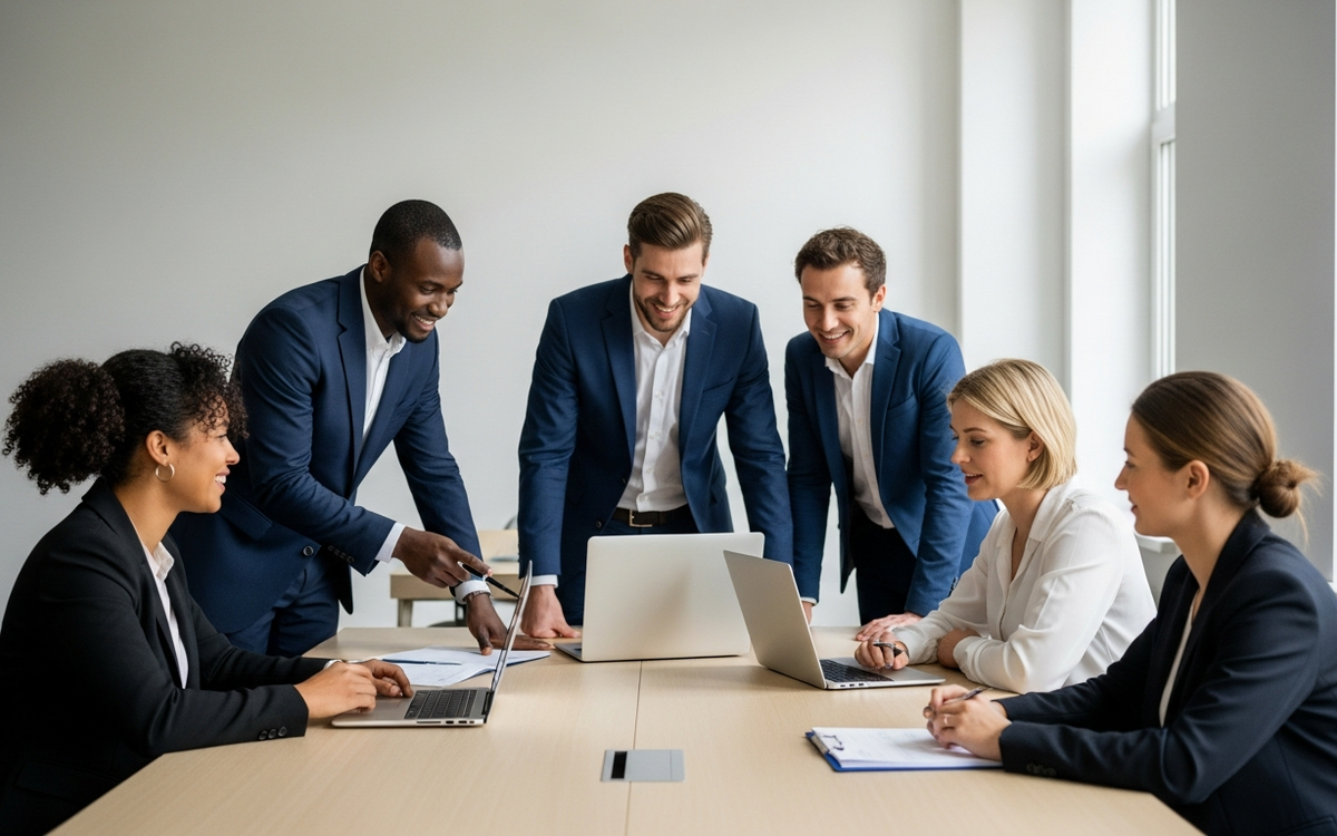 Team eines B2B-Dienstleisters bei der Arbeit.