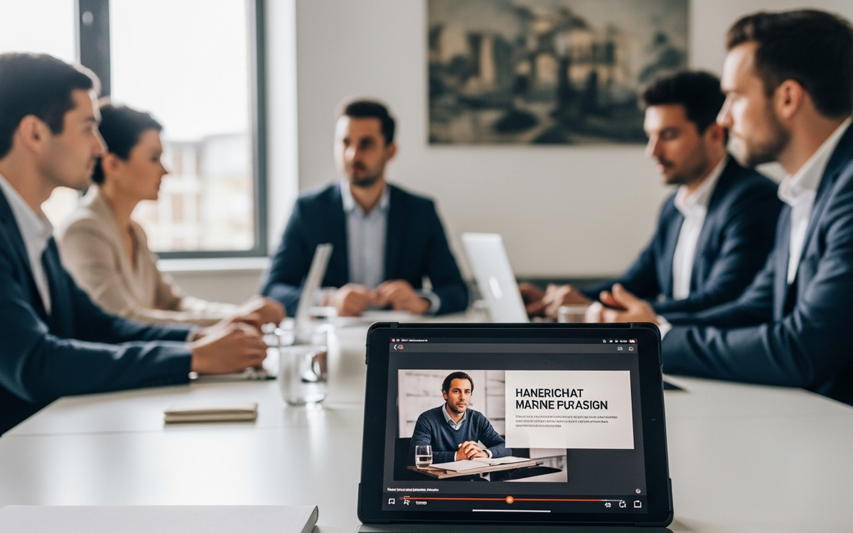 Meeting mit Tablet-Präsentation