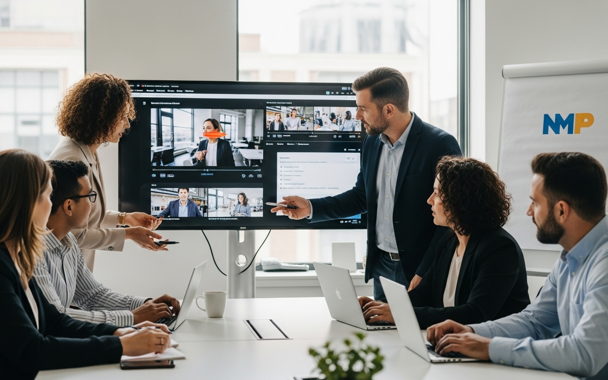 Team brainstormt über Video-Marketing-Strategie