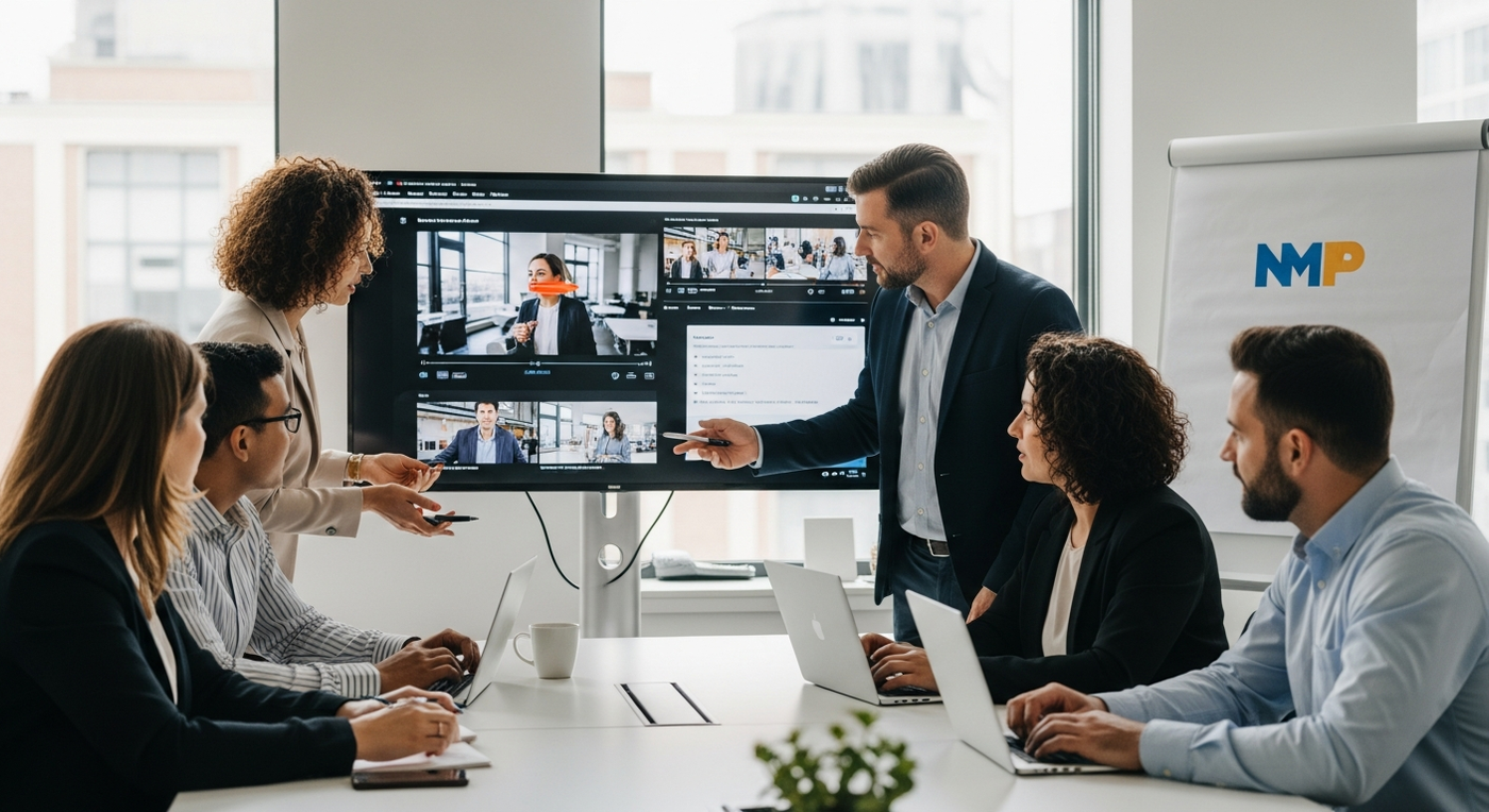 Team brainstormt über Video-Marketing-Strategie