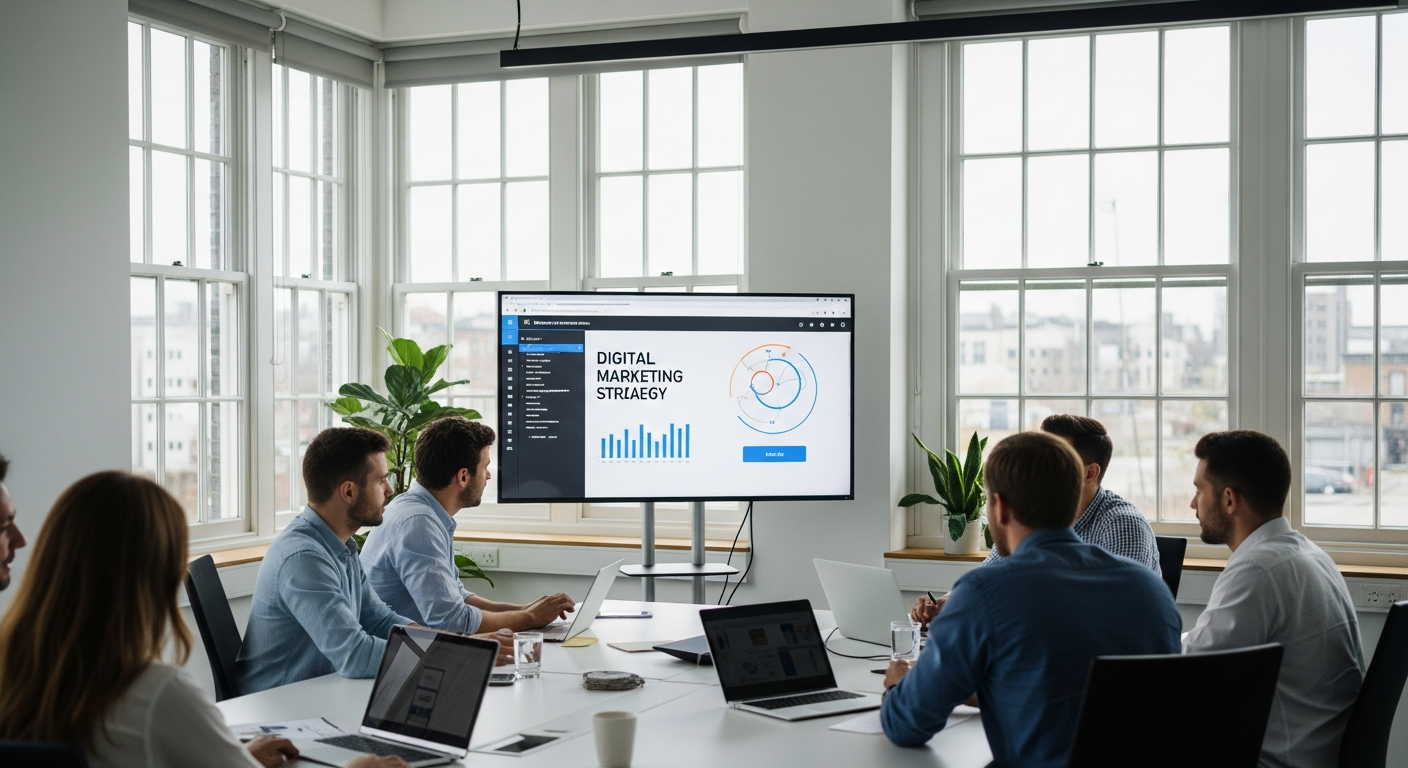 Team arbeitet an B2B Marketing Automatisierung