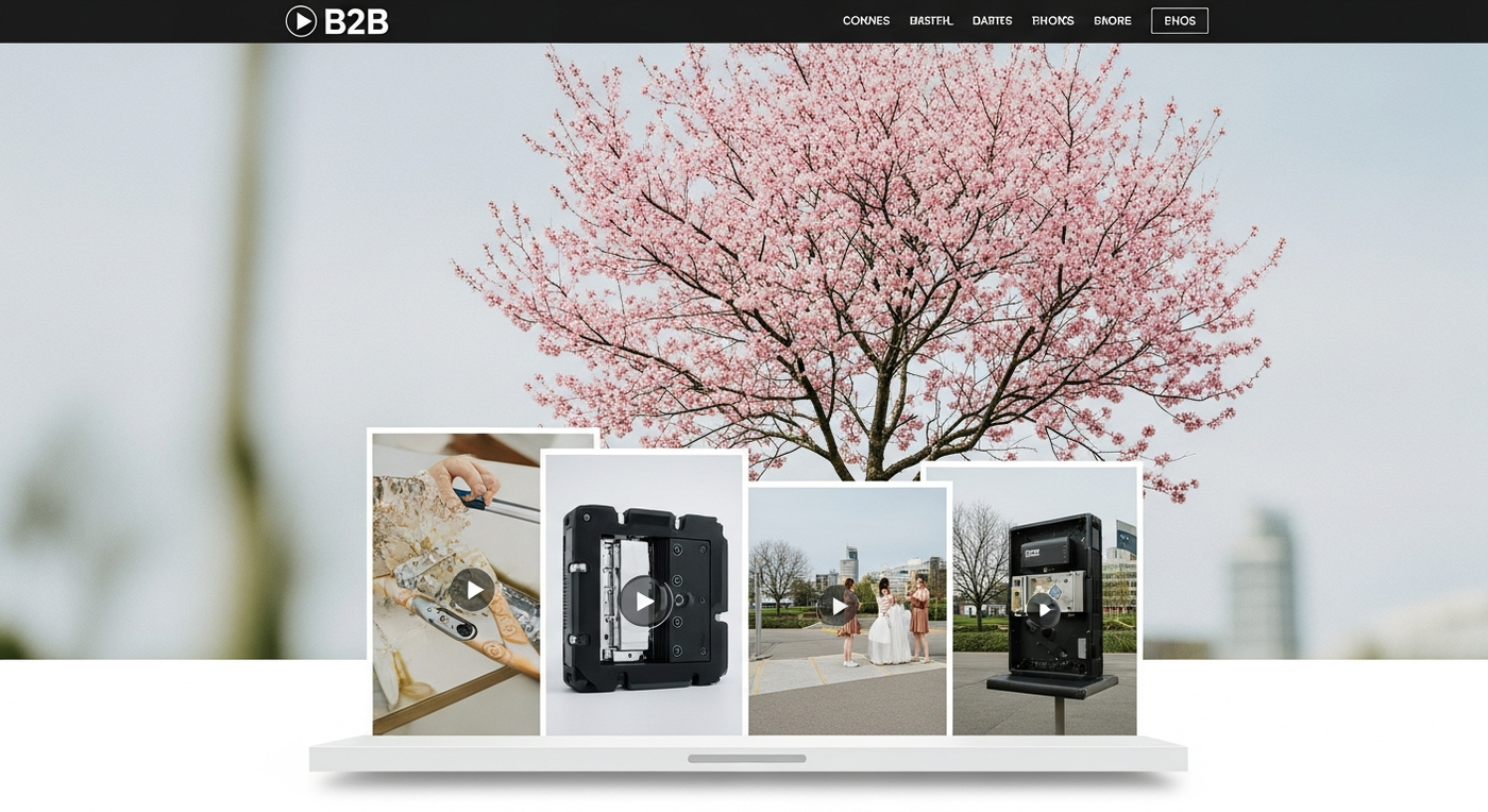 B2B Unternehmen präsentiert visuelle Inhalte auf Website