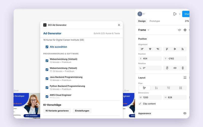 DCI Ad Generator – Kampagnenvarianten direkt in Figma
