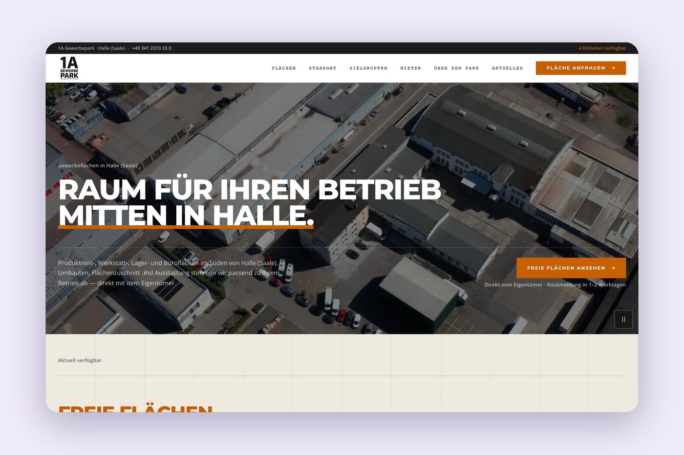 1A Gewerbepark Halle – Website und CMS