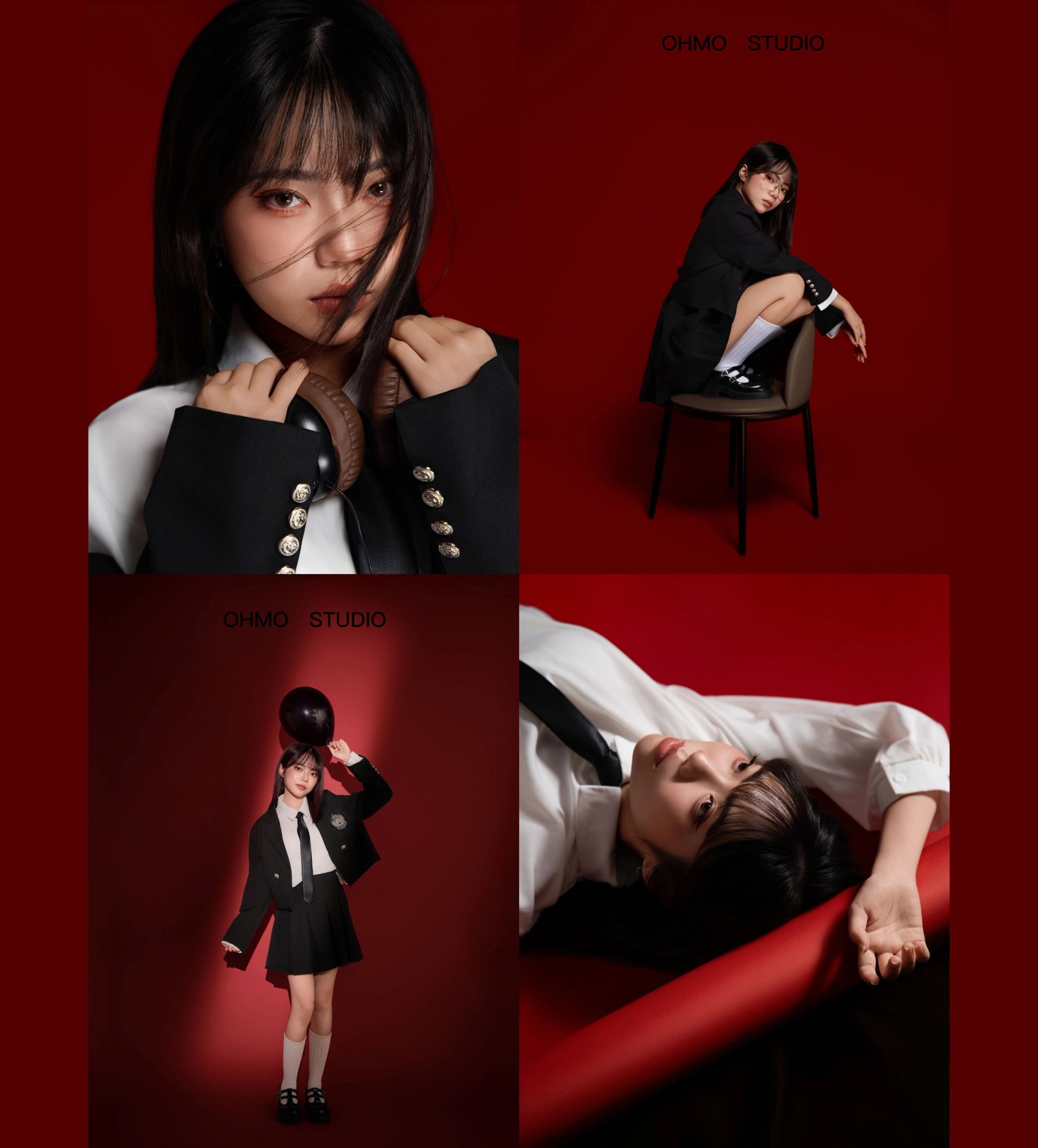 奧莫韓式照相館-紅色系剪紙藝術女性寫真輪播圖