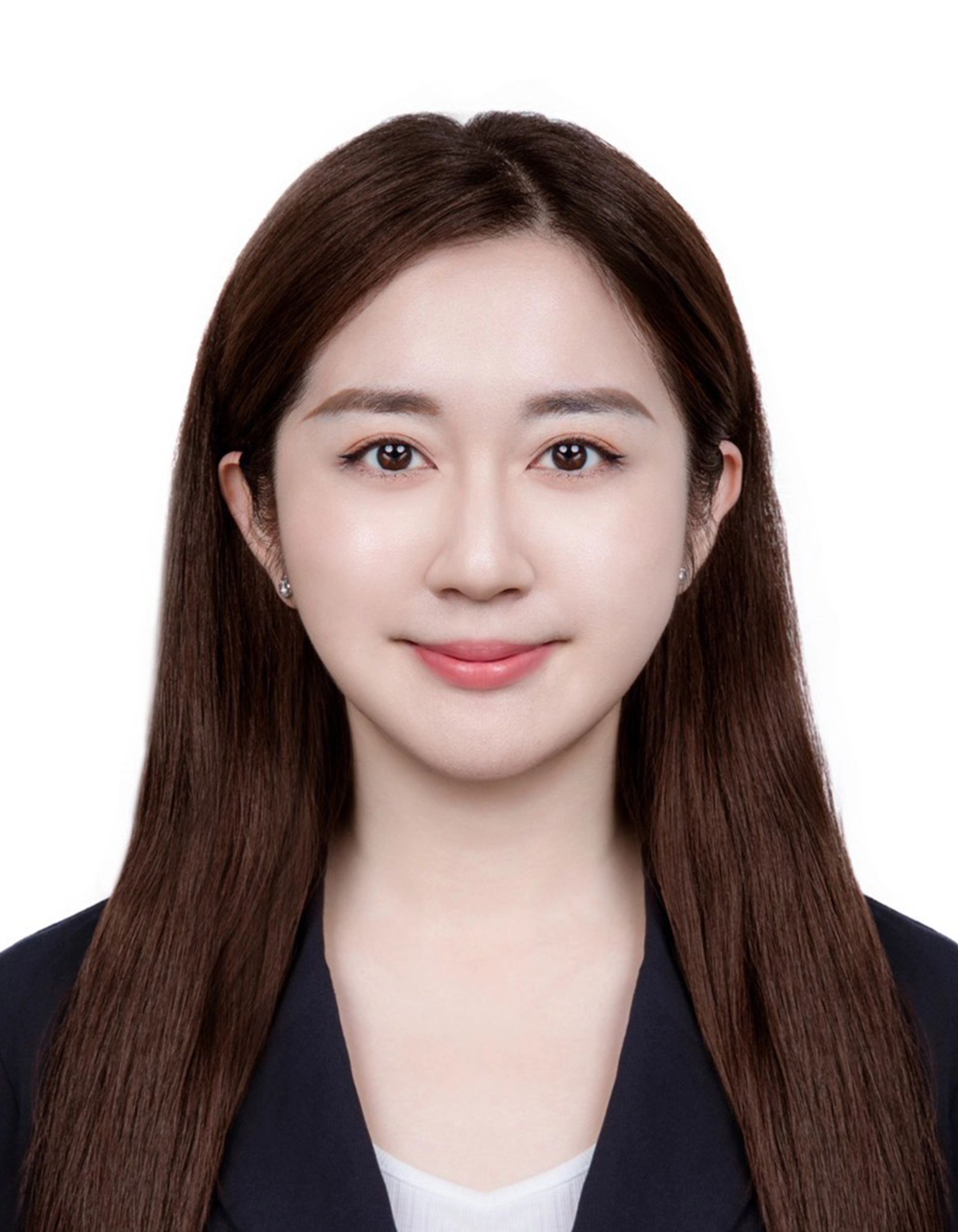 精緻證件照－白底白襯衫灰外套齊瀏海女性