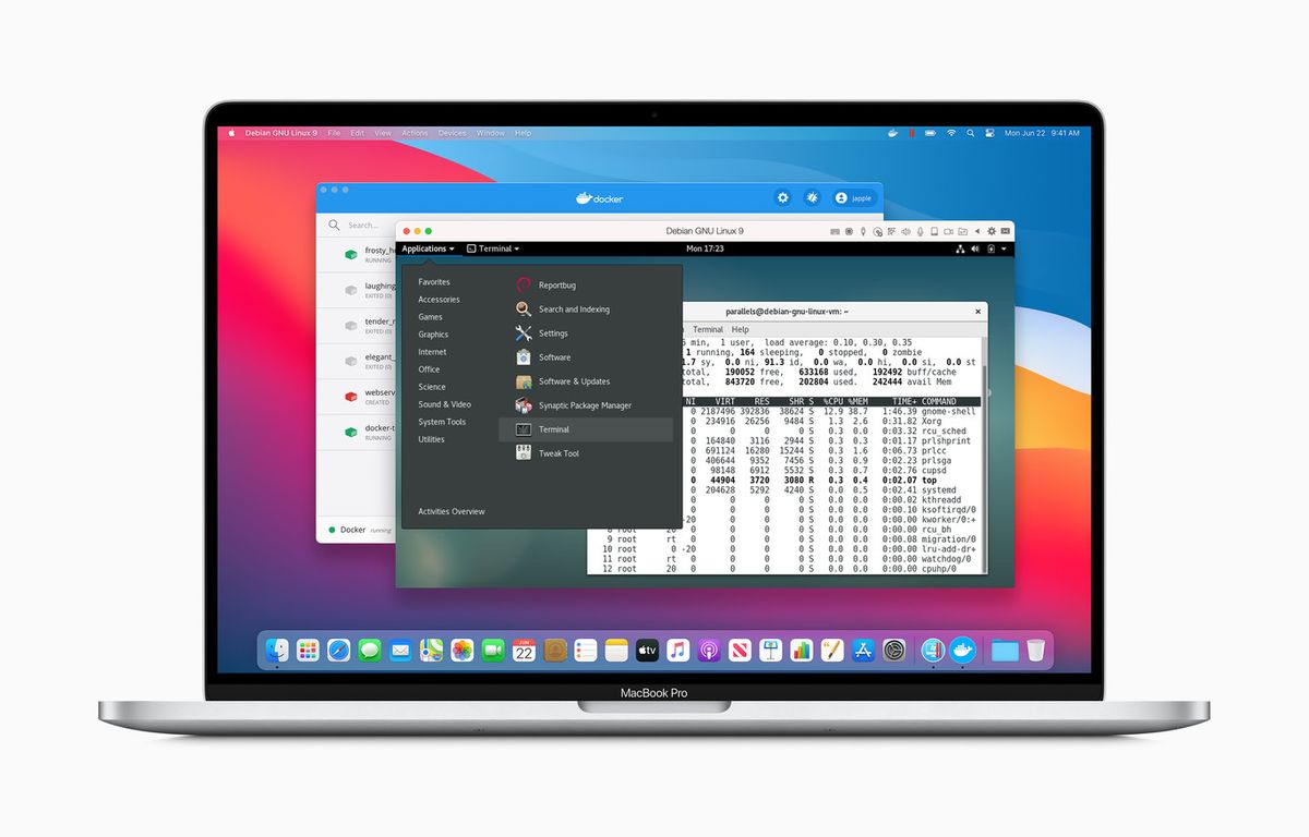 MacBook mostrando virtualización de sistemas
