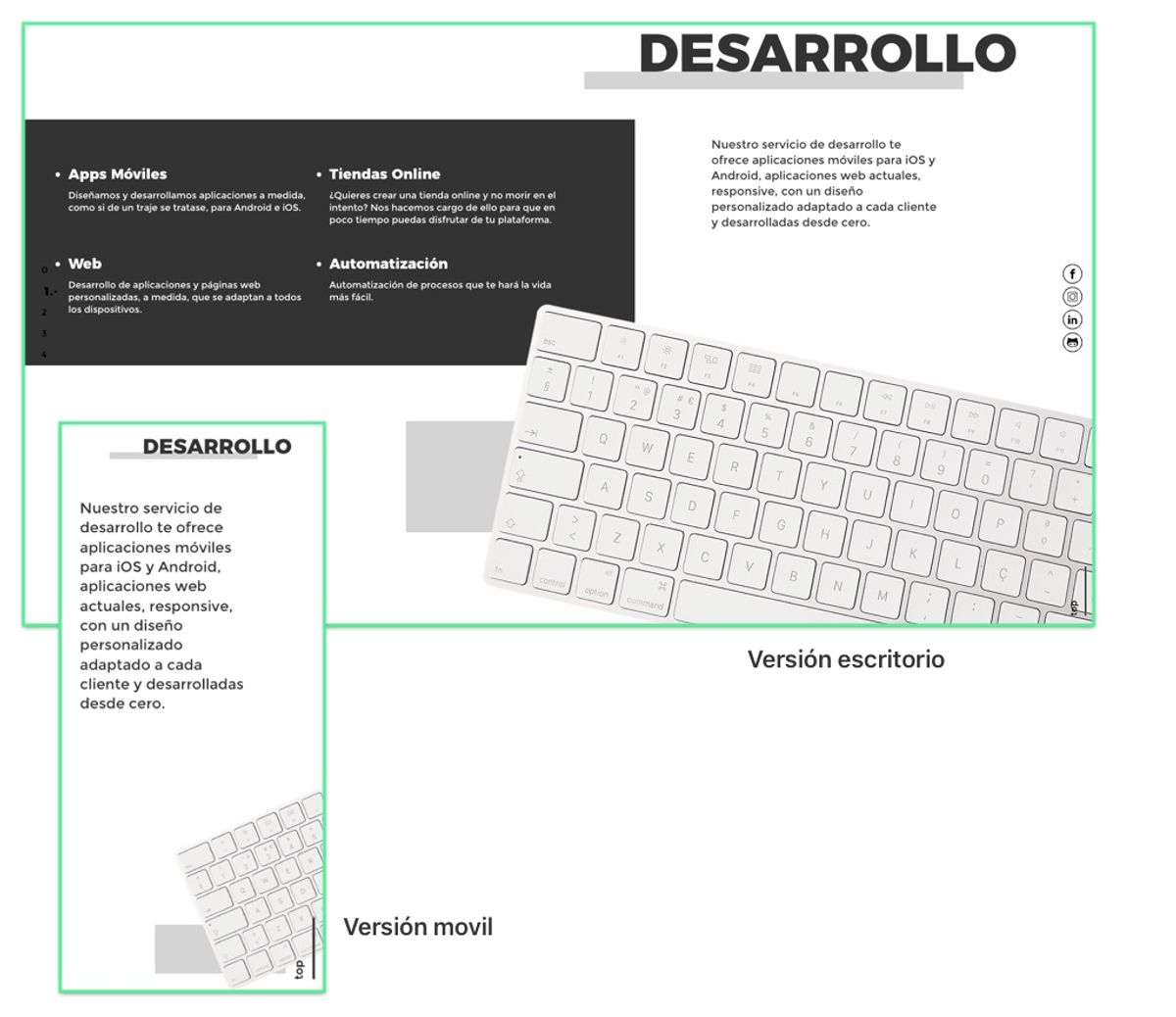 Versiones escritorio y móvil