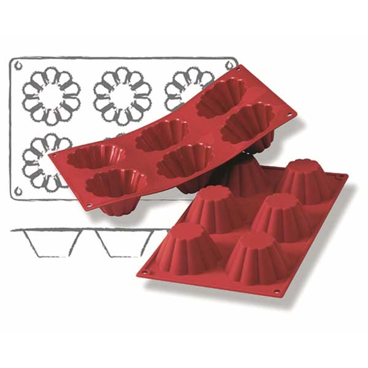 Flower-shaped silicone baking mold