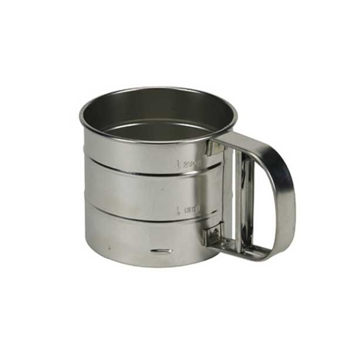 Manual metal sieve for sugar and cocoa