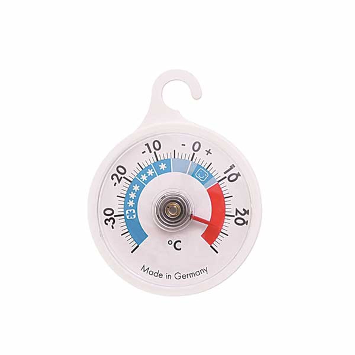 Round thermometer with hook mount