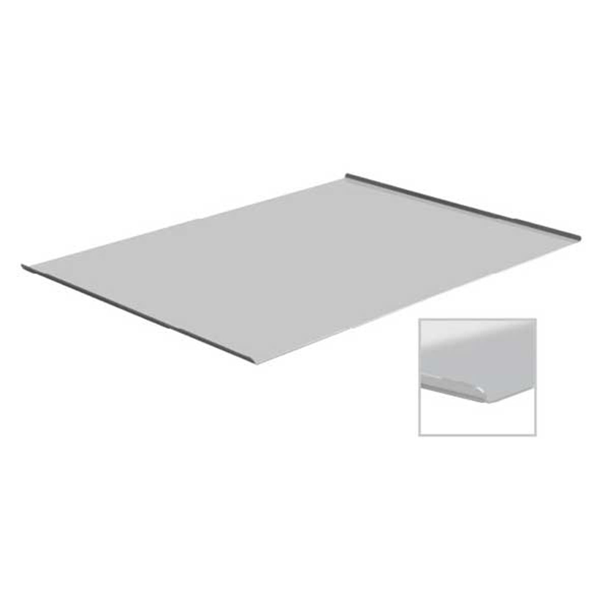 Solid aluminium baking tray with open long sides