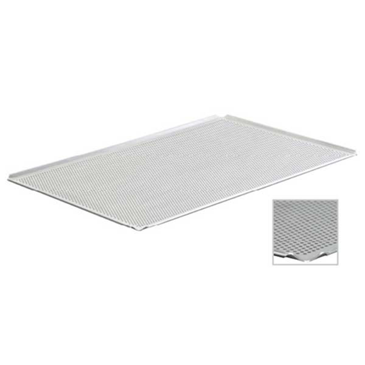 Rimless perforated aluminium baking tray