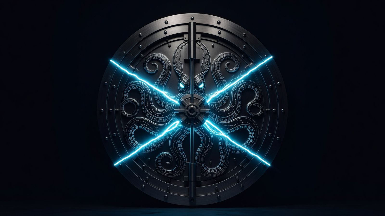 Federal bank vault door with glowing kraken emblem, representing Payward's OCC national trust company application