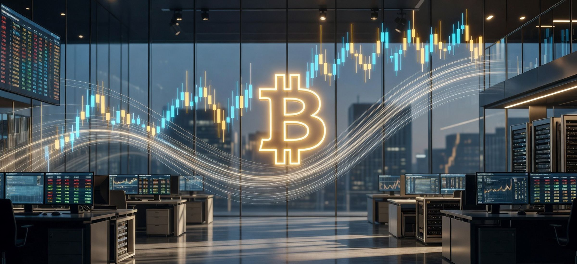 Editorial hero image showing Bitcoin rally momentum driven by ETF inflows and stablecoin liquidity