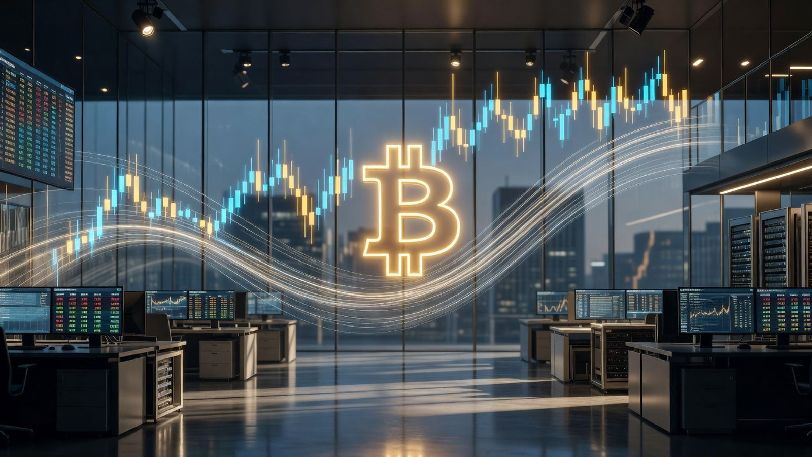 Editorial hero image showing Bitcoin rally momentum driven by ETF inflows and stablecoin liquidity