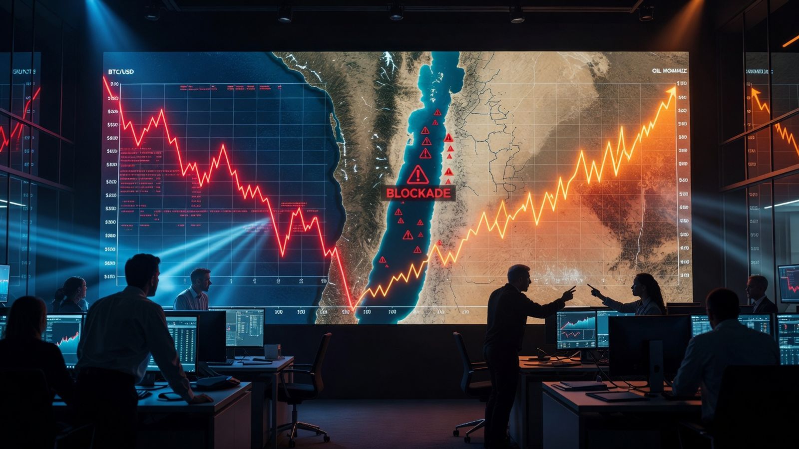 Editorial hero image for Bitcoin Drops Below $71K as Hormuz Blockade Sends Oil Past $100