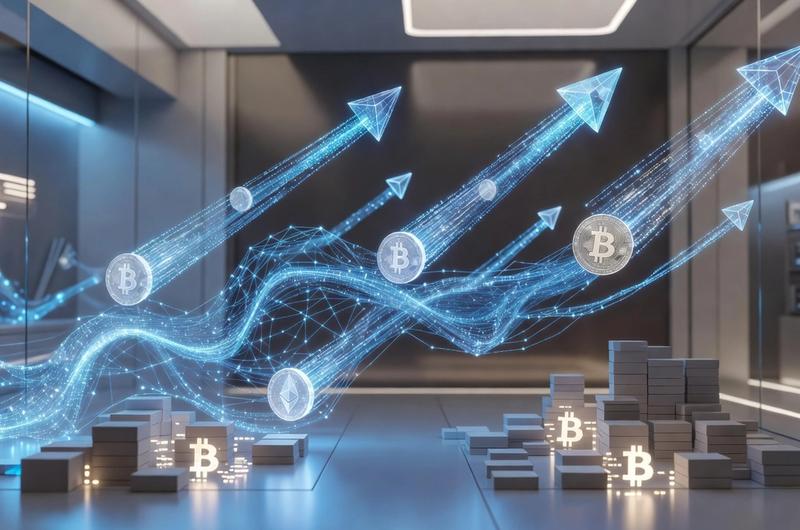Editorial hero image showing AI crypto tokens outperforming the wider market