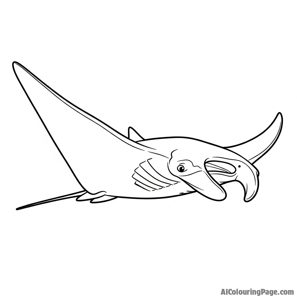 A majestic manta ray gliding through the water like a giant, silent bird