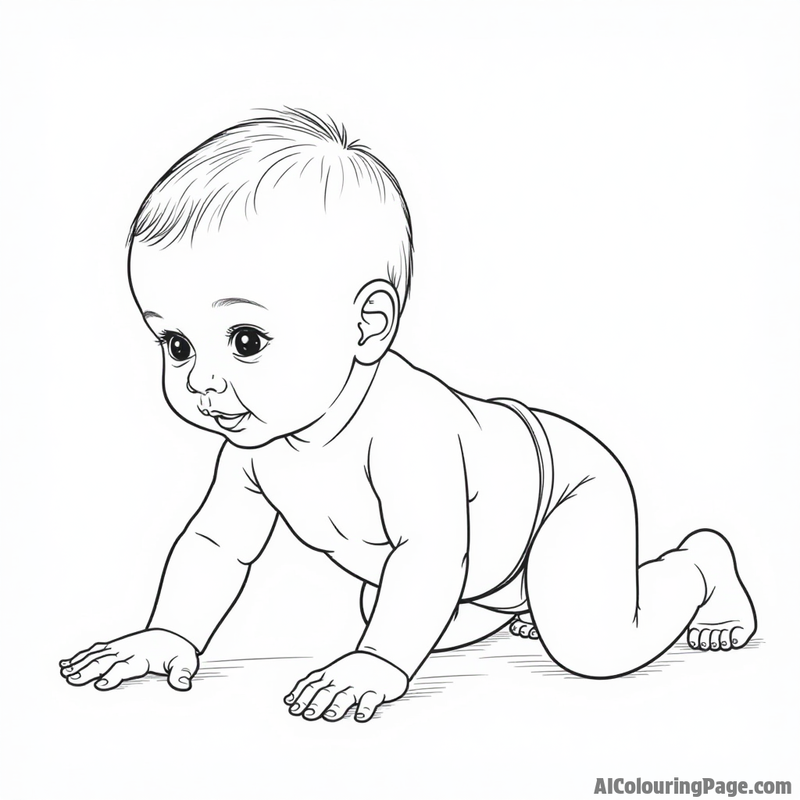 Baby crawling on the floor