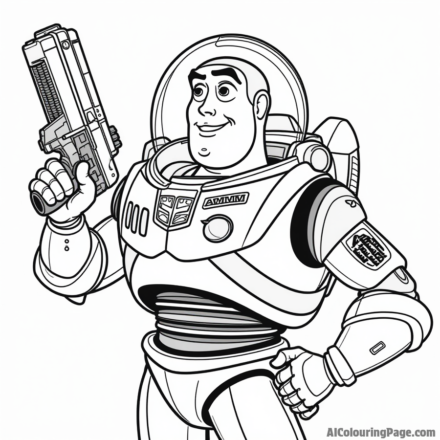 Buzz Lightyear with a futuristic gun