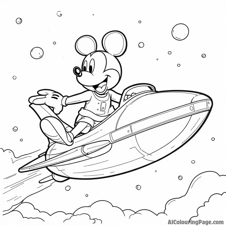 Mickey Mouse in a spaceship