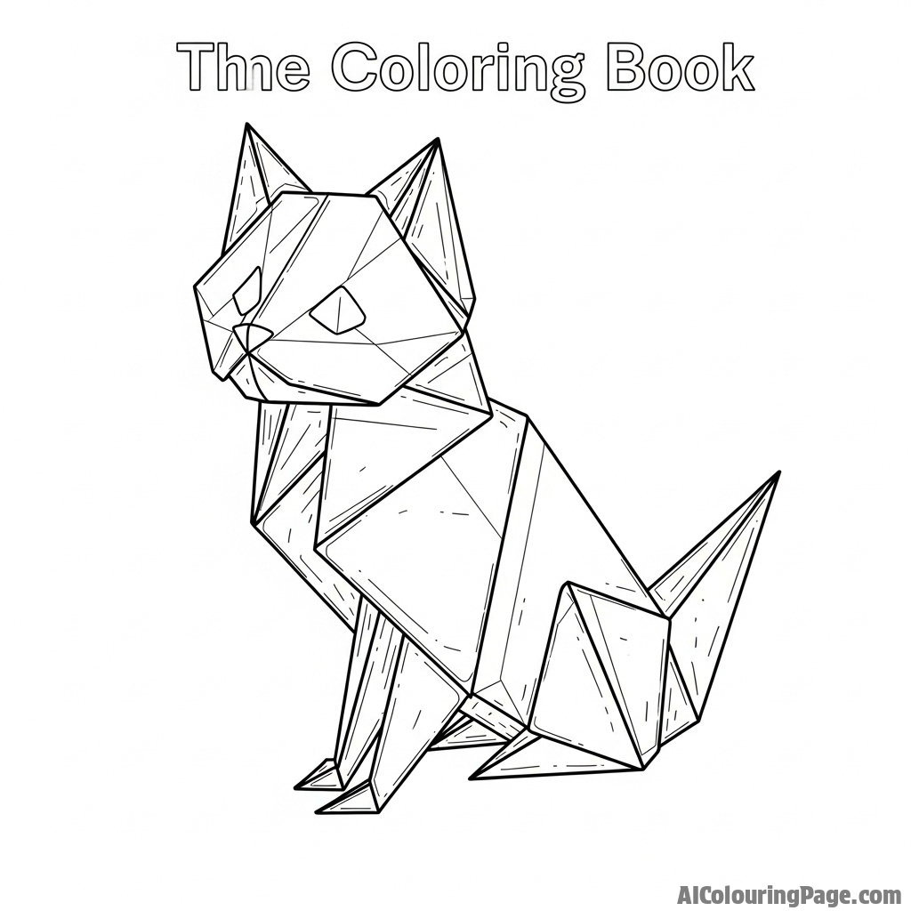 A cat made of origami, with crisp folds and paper texture.