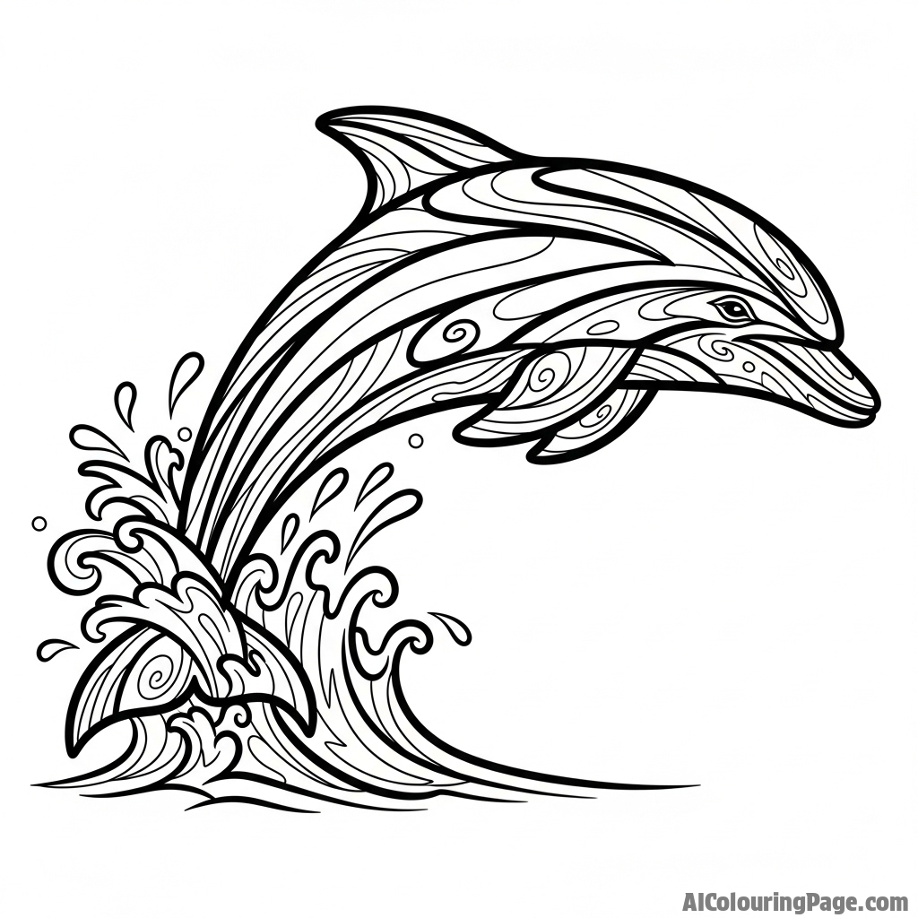 An abstract painting using thick textures to capture the motion and raw energy of a dolphin’s leap.