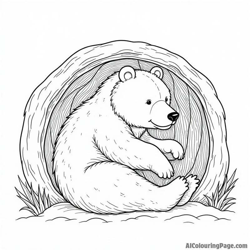 A bear hibernating in a cozy den