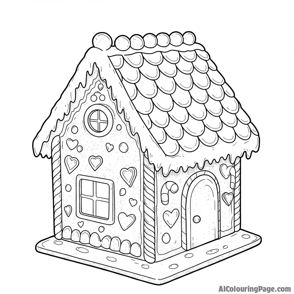 Gingerbread house with intricate frosting details, a charming edible creation.