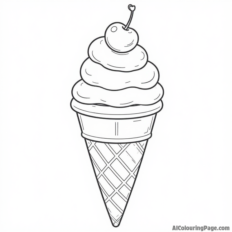 A whimsical ice cream cone with a cherry