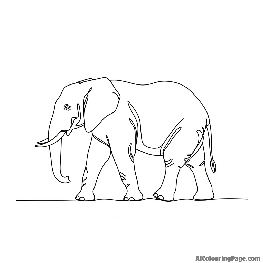 A minimalist, single-line drawing of an elephant's form.