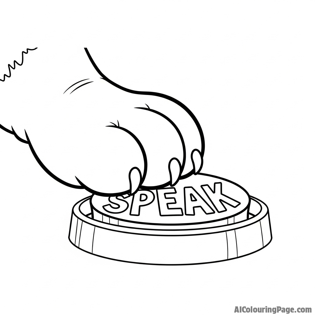 A dog's paw pressing a button to "speak".