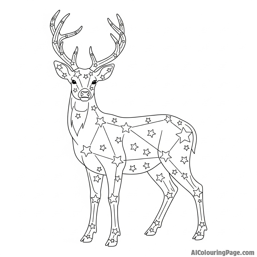 The form of a deer created from a constellation of stars.