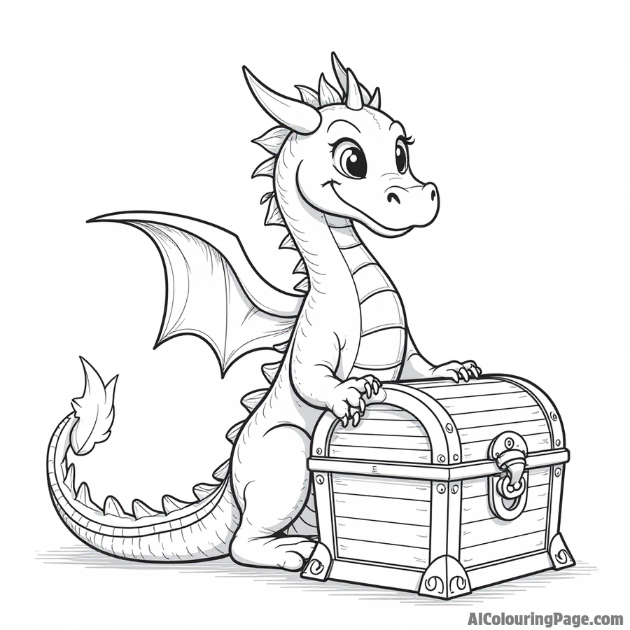 Dragon guarding a treasure chest