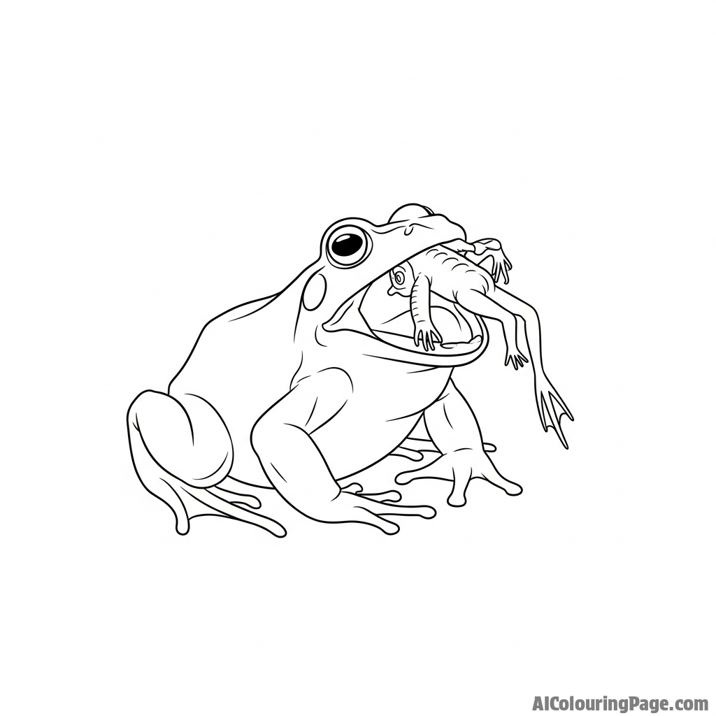 A documentary-style photo of a frog swallowing a smaller creature.