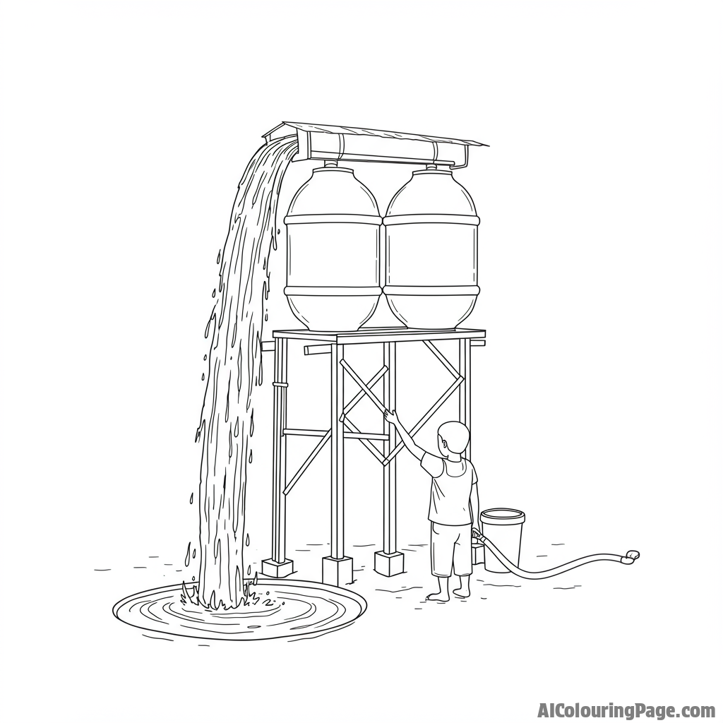 Rainwater harvesting system in a rural community.