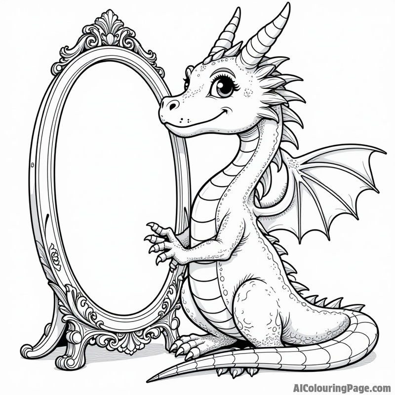 Dragon looking in a mirror