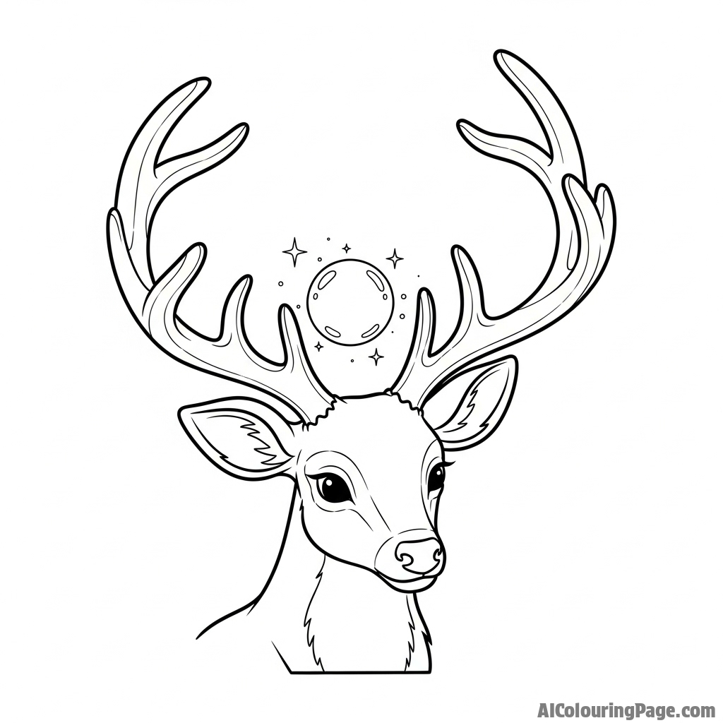 A deer's antlers cradling a delicate, glowing orb between them.