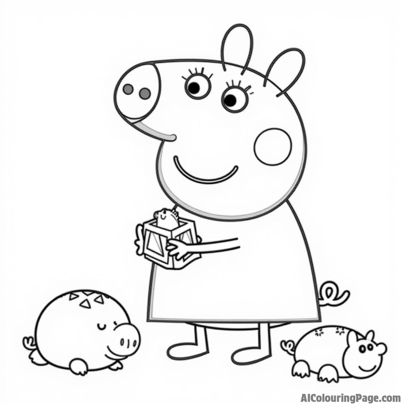 Peppa Pig playing with her toys